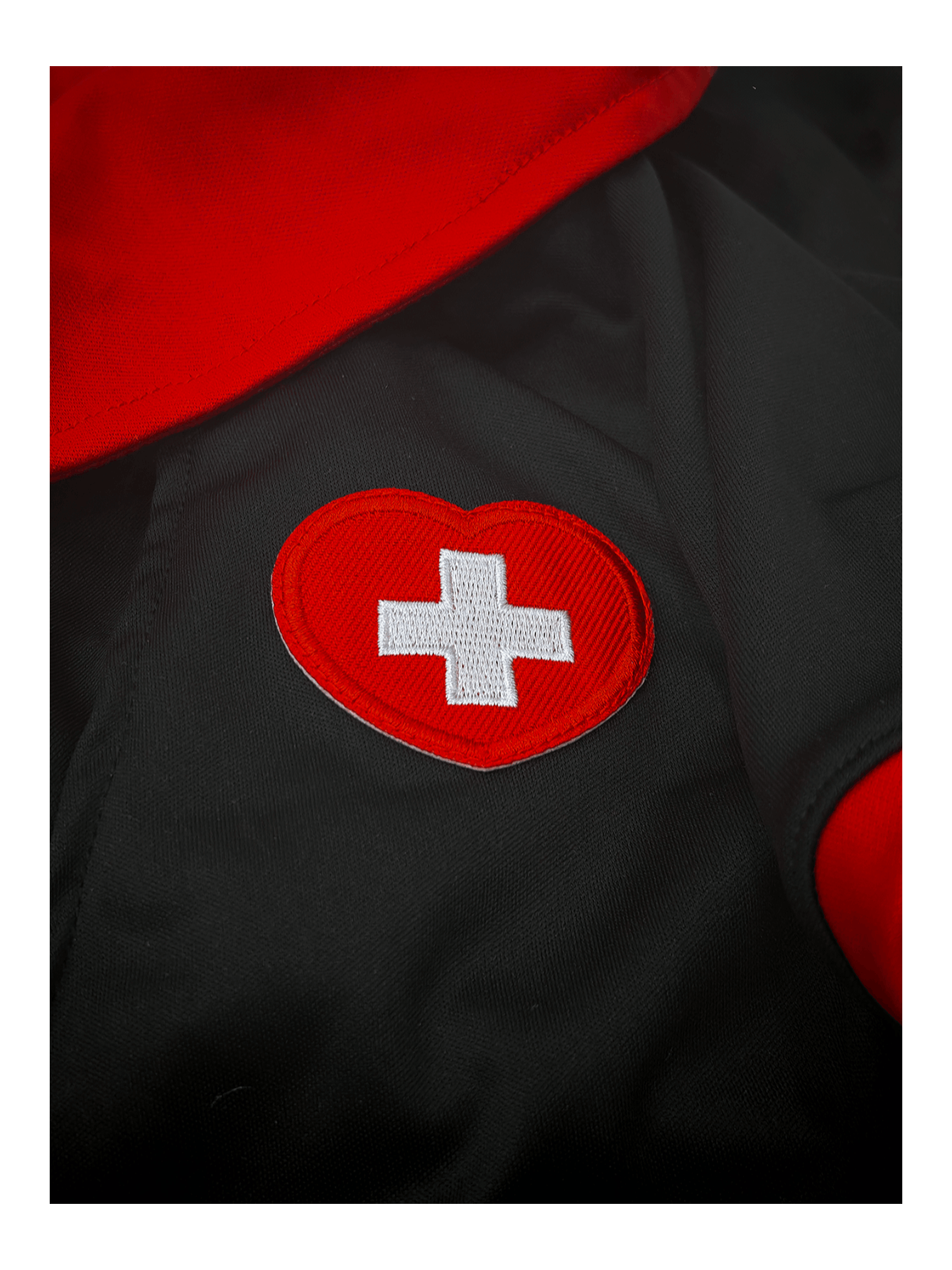 Sexy Nurse Lingerie Set for Women – Tie Front Crop Top with Collar & Heart Patch Bikini Bottoms