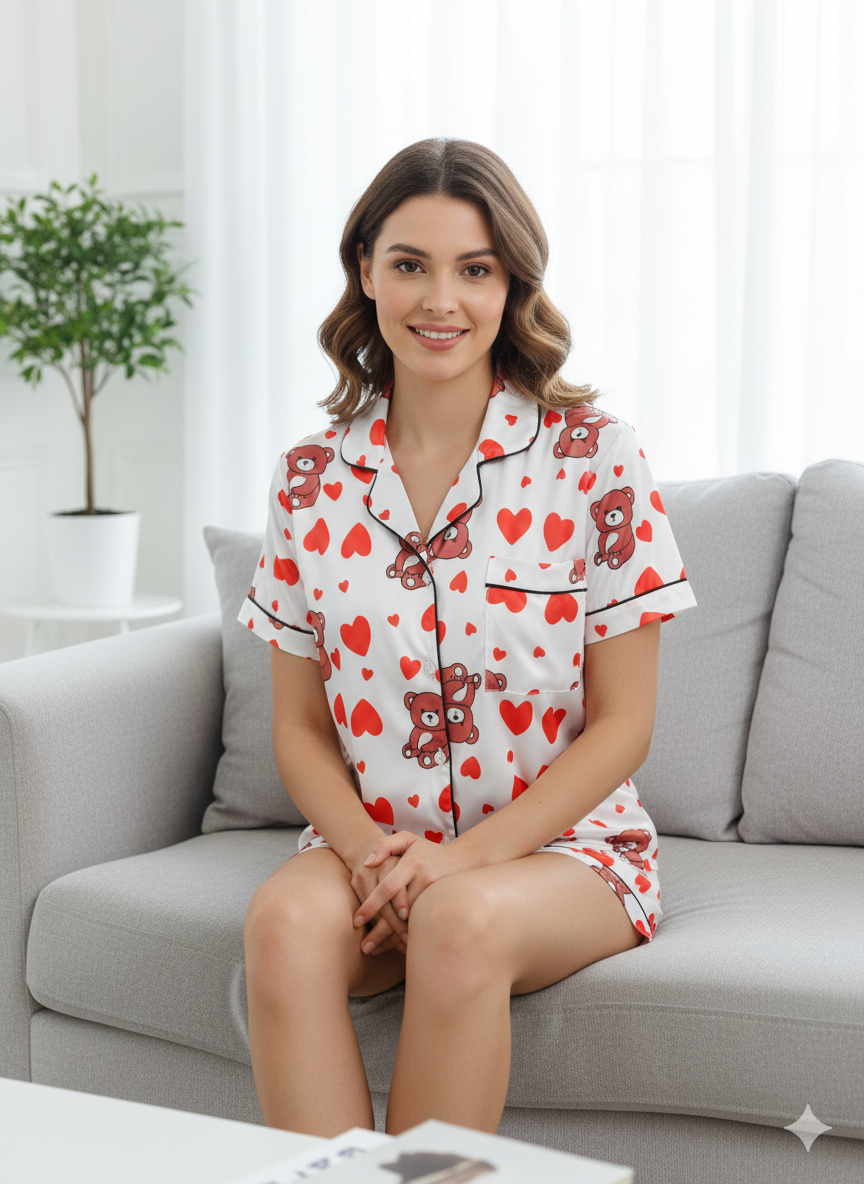 Women Night Suit Set Multicolor Printed